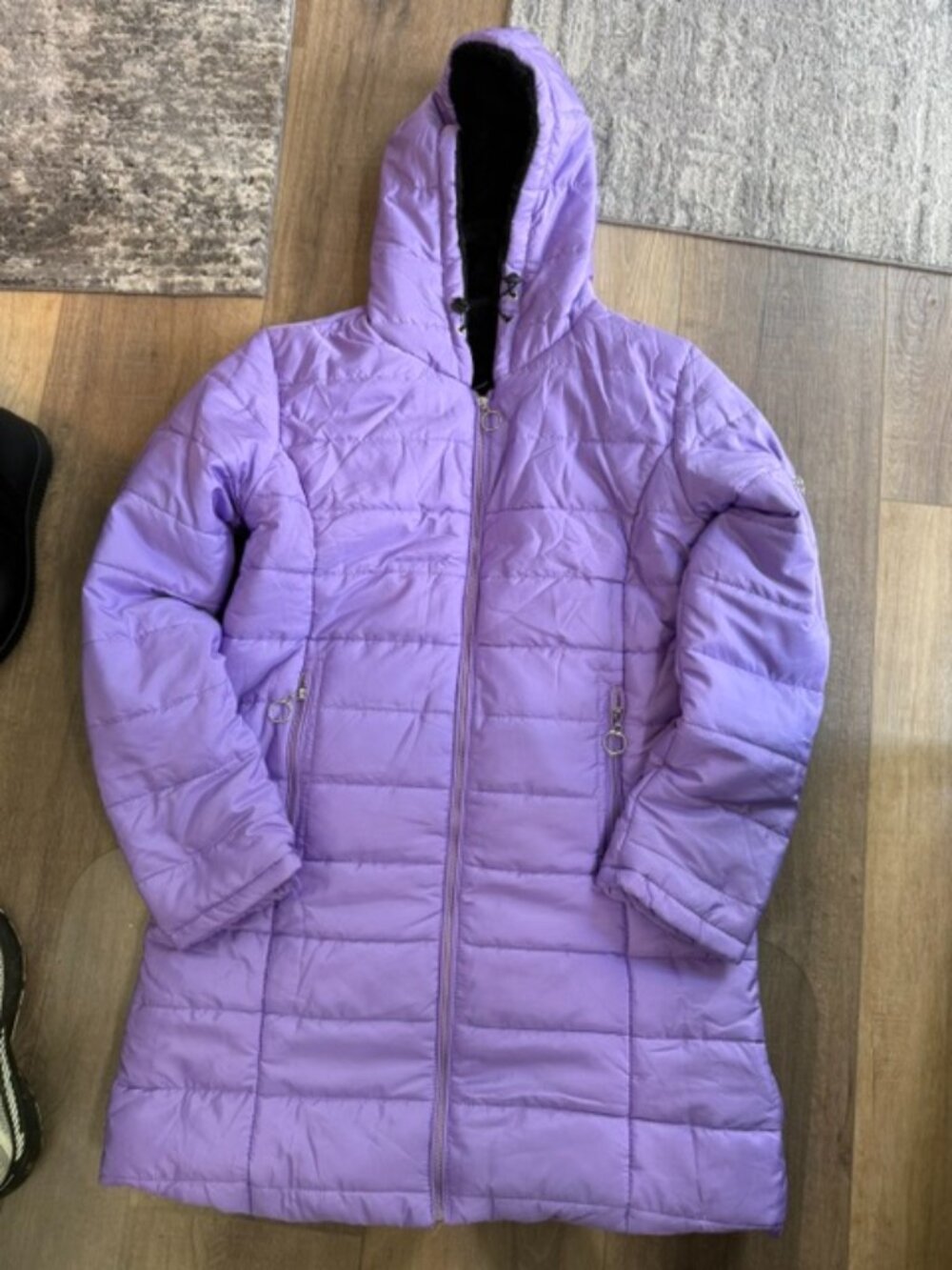 NEW Purple Women Puffer Long Coat w/ Fleece Lining Sz. M/L